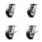 Service Caster 6 Inch Rubber on Aluminum Swivel Caster Set with Roller Bearings 2 Brakes SCC SCC-35S620-RAR-2-SLB-2 - alternate 1